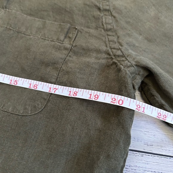 Men's Casual Porter and Ash Olive Button-Down 100% linen shirt‎ - Picture 6 of 6